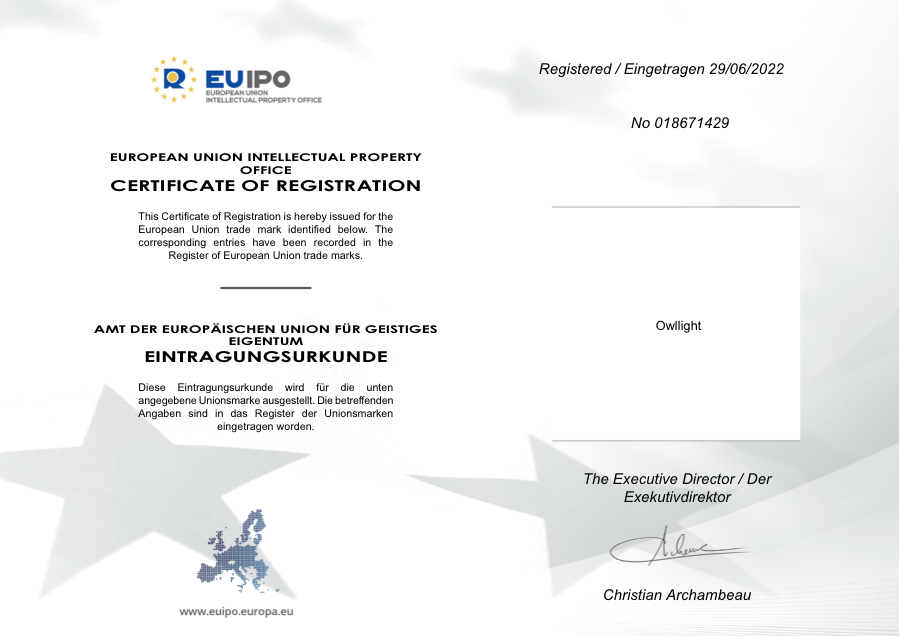 Owllight EU/US certificate preview